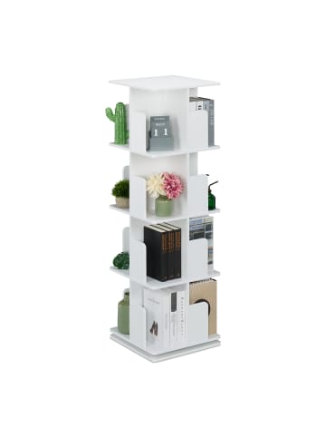 relaxdays Bücherregal in Weiß - (B)39 x (H)125,5 x (T)39 cm