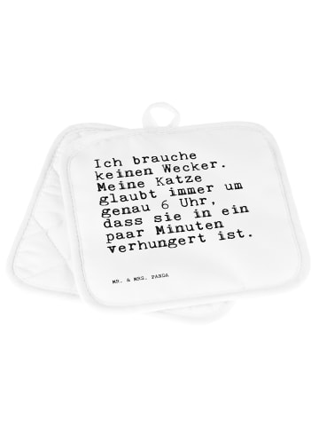 Mr. & Mrs. Panda Topflappen Ich brauche keinen Wecker.... mit Sp... in Weiß