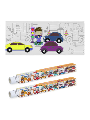 relaxdays 2 x Ausmaltischdecke "Auto" in Weiß – 3 m