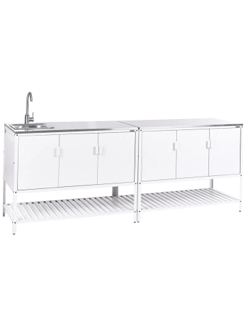 Beliani 1er-Set Gartenküche MAENZA in Weiß/Schwarz