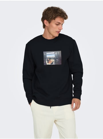 Only&Sons Sweatshirt mit Print Rundhals langarmig lässig in Schwarz