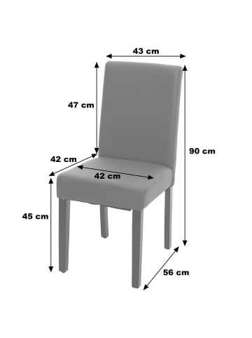 MCW 2er-Set Esszimmerstuhl Littau, Kunstleder, grau matt, dunkle Beine