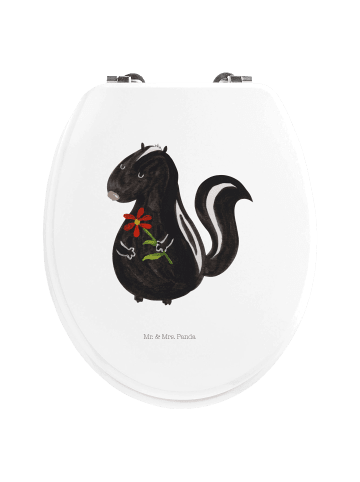 Mr. & Mrs. Panda Motiv WC Sitz Stinktier Blume ohne Spruch in Weiß