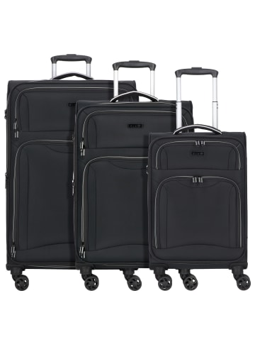 D&N Travel Line 9204 4 Rollen Kofferset 3-teilig mit Dehnfalte schwarz