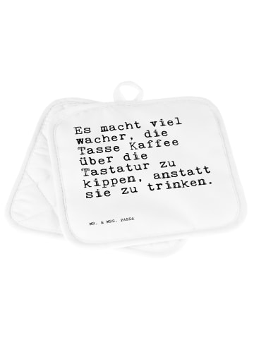 Mr. & Mrs. Panda 2er Set Topflappen Es macht viel wacher,... mit... in Weiß