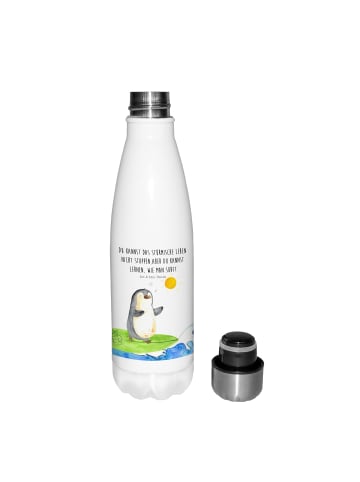Mr. & Mrs. Panda Thermosflasche Pinguin Surfer mit Spruch in Weiß