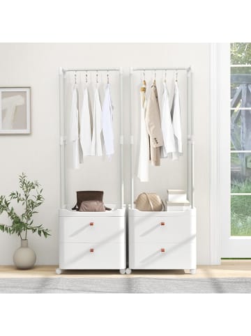 COSTWAY Kleiderständer mit 2 Schubladen 52 x 40 x 161 cm in Weiß