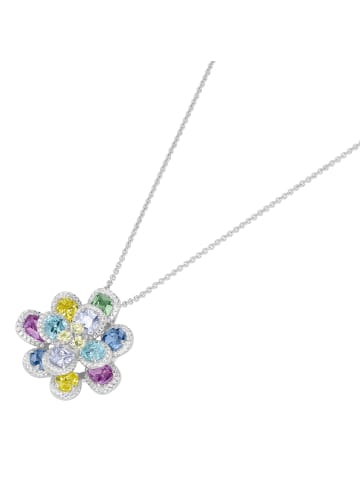 Giorgio Martello Milano Kette Mit Anhänger Blüte Mit Bunten Zirkonia in Mehrfarbig