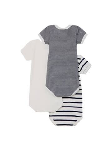 PETIT BATEAU 3er-Pack Bodys kurzarm Uni Ringel in Mehrfarbig