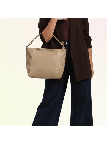 Toscanto Toscanto Schultertasche Leder taupe, beige ca. 37cm