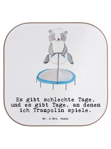 Mr. & Mrs. Panda Holzuntersetzer Panda Trampolin springen mit Sp... in Weiß
