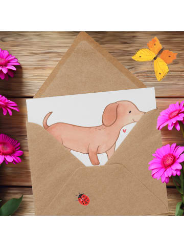 Mr. & Mrs. Panda Grußkarte Mutiger Dackel mit Spruch in Weiß