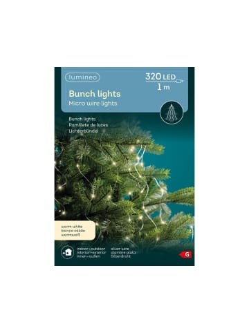 LUMINEO Lichterbündel BUNCH LIGHTS 320 LED 1 m, Silberdraht in warm weiß