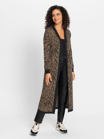 WITT WEIDEN Strickmantel in schwarz-camel-gemustert