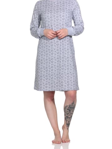 NORMANN Nachthemd langarm Bündchen Sterne - 76152 in Grau