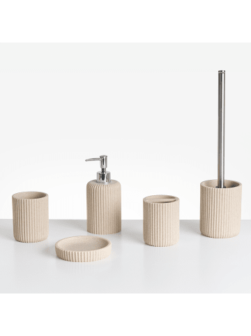 Beliani 5-tlg Badezimmer-Zubehör CAMANA in Beige/Silber