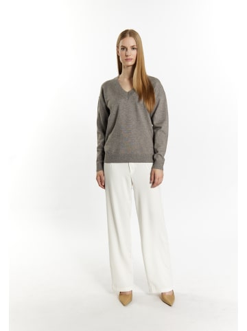 DreiMaster Damen Strickpullover in Grau Melange