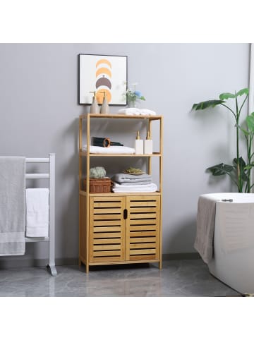 Kleankin Badezimmerschrank-60L x 30B x 120H cm-Naturholz