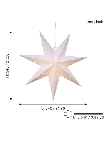 STAR Trading Papierstern Dot, weiß, Ø 54cm in Silber