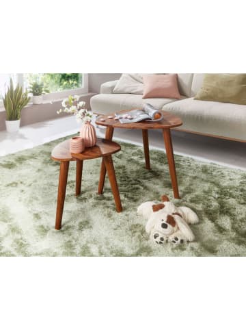 FineBuy Beistelltisch in Braun / Sheesham / 60x60x54