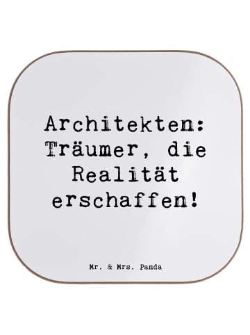 Mr. & Mrs. Panda Glas-Untersetzer Spruch Architekt Träumer mit S... in Weiß