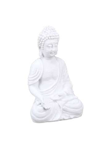 relaxdays Buddha Figur in Weiß - (B)19,5 x (H)30 x (T)12 cm