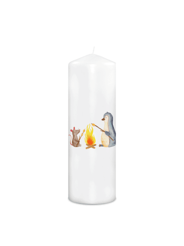 Mr. & Mrs. Panda Kerze Pinguin Lagerfeuer ohne Spruch in Weiß