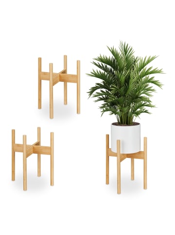 relaxdays 3 x Pflanzenständer in Natur - (B)34 x (H)40 (T)34 cm