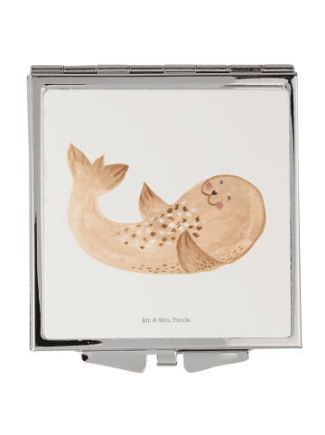 Mr. & Mrs. Panda Quadratischer Spiegel Robbe Liegen ohne Spruch in Weiß