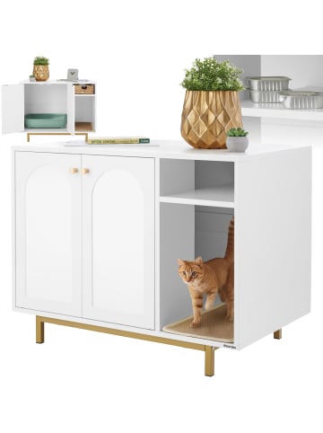 tectake Katzenklo-Schrank, Kratzmatte, 80 x 52 x 61,5 cm, seitlicher Eingang