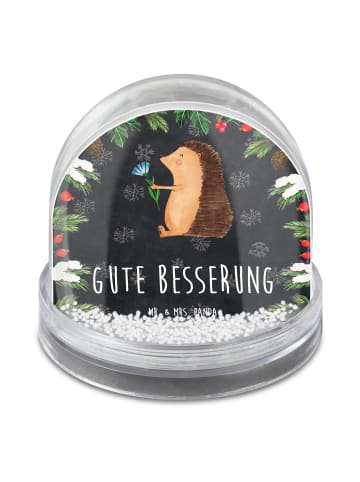 Mr. & Mrs. Panda Schneekugel Weihnachten Igel Blumen mit Spruch in Kreidetafel