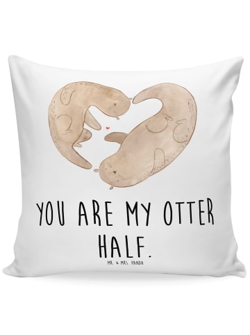Mr. & Mrs. Panda Kopfkissen 40x40 Otter Herz mit Spruch in Weiß