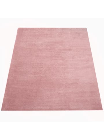 KADIMA DESIGN Teppich Kurzflor waschbar Unifarben Wohnzimmer in Hellrosa