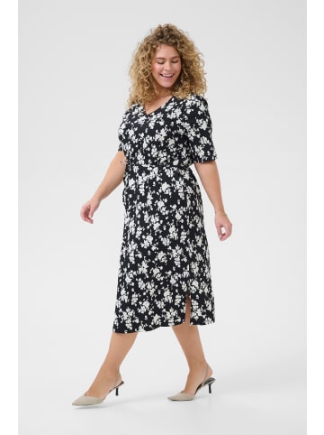 KAFFE curve Jerseykleid KCivena in Black, Chalk Flower Print