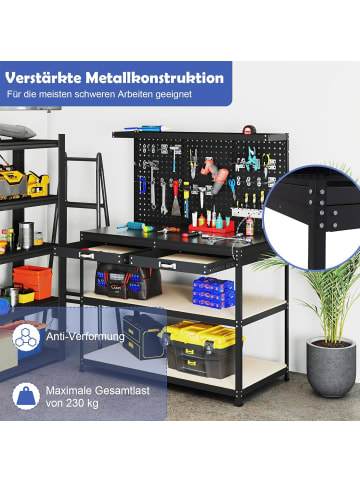 COSTWAY Werkbank 121 x 61 cm 230 kg Tragkraft in Schwarz