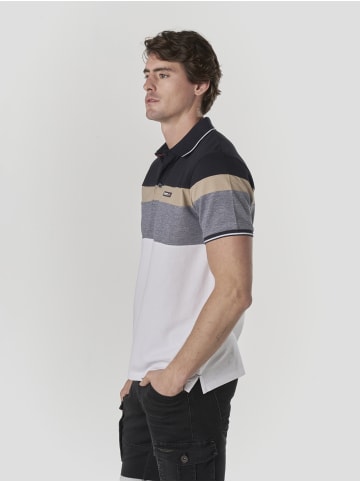 KOROSHI Normal polo pique streifen-block nautik in weiß