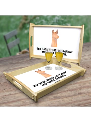 Mr. & Mrs. Panda Holz Tablett Lamakopf Genervt mit Spruch in Weiß