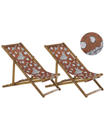 Beliani 4-tlg Gartenliege ANZIO in Braun/Weiß/Rot