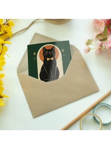 Mr. & Mrs. Panda Geburtstagskarte black cat tiny golden bow tie ... in Weiß