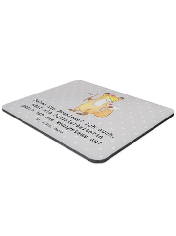 Mr. & Mrs. Panda Mouse Pad Sozialarbeiterin Probleme mit Spruch in Grau Pastell