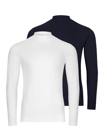 Ragman Langarmshirt Basic in Weiß / dunkelblau