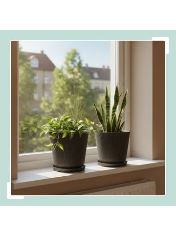 relaxdays 2x Blumentopf in Dunkelgrau - (H) 20 x Ø 20 cm