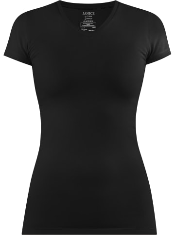 normani Figurbetontes T-Shirt mit V-Ausschnitt Siena in Schwarz