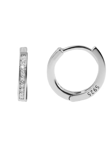 Adeliás Damen Ohrringe – Klappcreole aus 925 Silber mit Zirkonia in silber