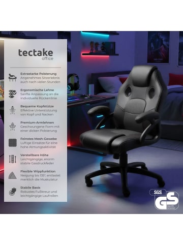 tectake Bürostuhl Mike stufenlos höhenverstellbar, schwarz
