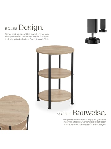 tectake Beistelltisch Colchester 40 x 61 cm, Industrial Holz hell, Eiche Sonoma