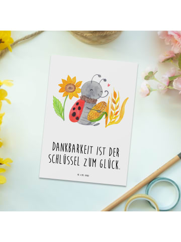 Mr. & Mrs. Panda Postkarte Erntedankfest Dankbarkeit mit Spruch in Weiß