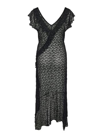 Noisy may Elegantes Spitzenkleid mit V-Ausschnitt und Rüschen in Schwarz