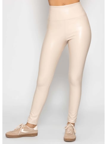 SASSYCLASSY Thermo Leggings in Lederoptik in Hellbeige