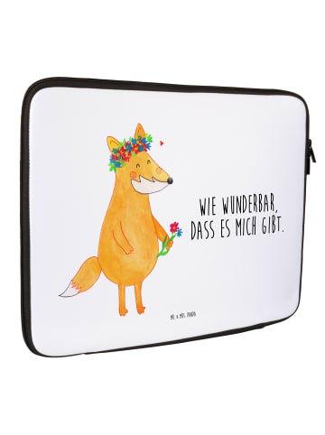 Mr. & Mrs. Panda Notebook Tasche Fuchs Blumen mit Spruch in Weiß